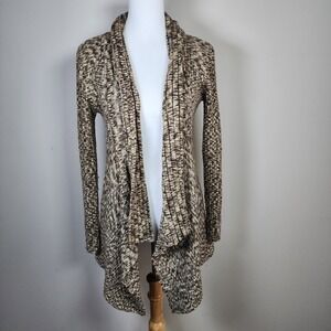 INC Waterfall‎ Cardigan Womens Medium Metallic Gold Knit Shawl Neck Open Sweater